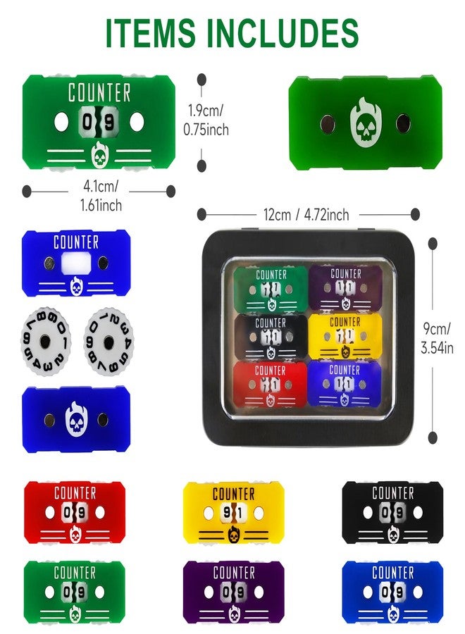 FourDragons 6PCS Life Counter Set with Metal Box, Health Tracker Life Counters Twin Digits for Magic Card Games Accessories D&D RPG CCG TCG Tabletop Board Games - Image 2